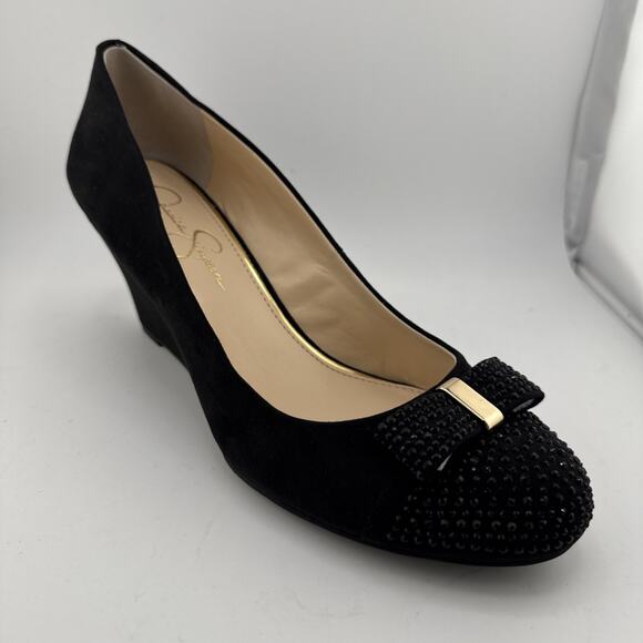 Jessica Simpson Women’s Sammi Black Suede Platform Wedge Heels Size 9 M NWB - Picture 2 of 10